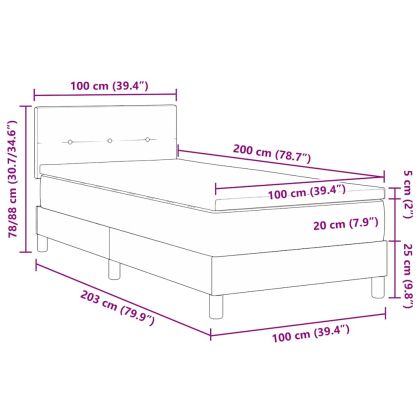 Легло с пружинирана основа Светлосиво 100 x 200 cm текстил