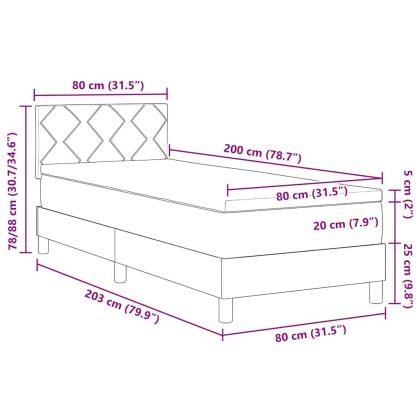 Легло с пружинирана основа с таблото Крем 80 x 200 cm текстил