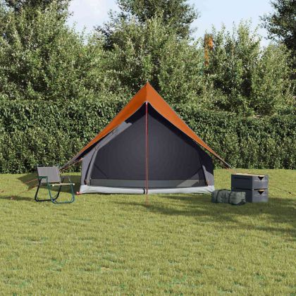 Семейна палатка с покрив Сив и оранжев 220 x 220 x 184 см