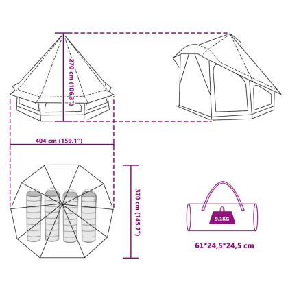 Палатка типи с покрив Сив и оранжев 404 x 370 x 270 см тафта