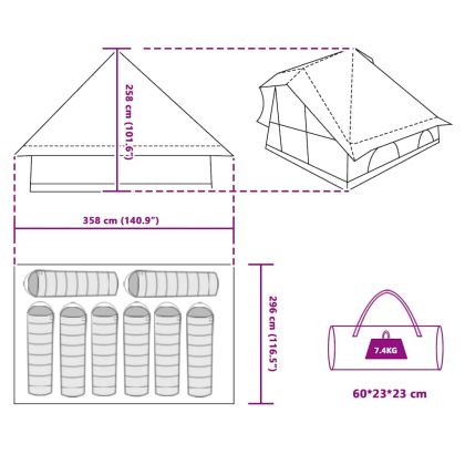 Палатка типи с покрив Синьо 358 x 296 x 258 см тафта