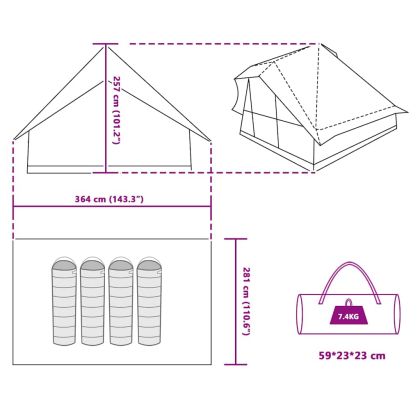 Палатка типи с покрив Сив и оранжев 364 x 281 x 257 см тафта