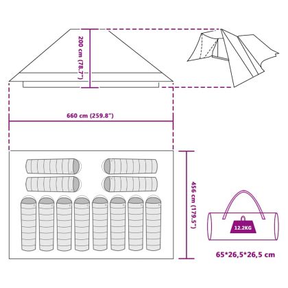 Палатка типи с покрив Синьо 660 x 456 x 200 см тафта