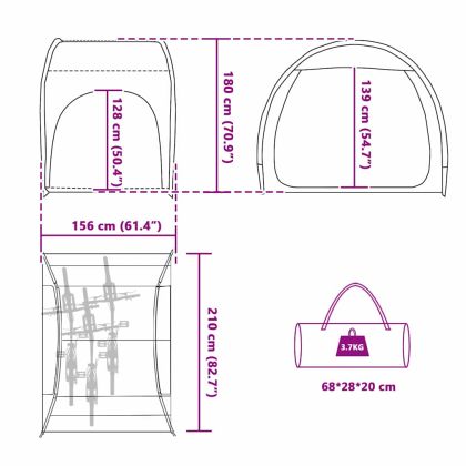 Палатка за съхранение на велосипеди Синьо 218 x 156 x 180 см