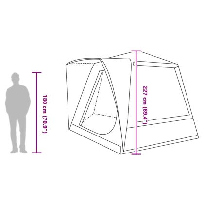 Къмпинг наметало сиво и оранжево 420 x 420 x 227 см Полиестер