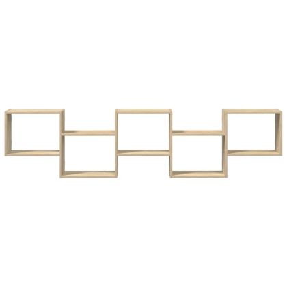 Стенен кубичен рафт, 5 отделения, дъб сонома, инженерно дърво