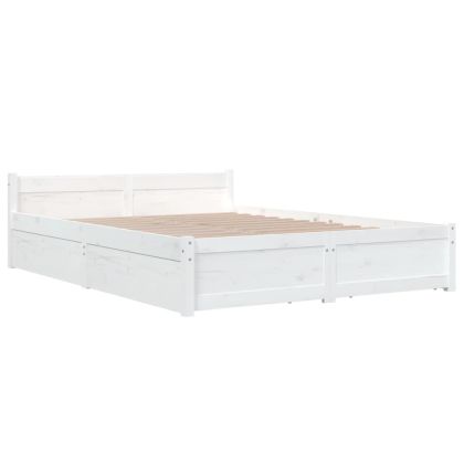 Рамка за легло с чекмеджета, бяла, 120x200 см