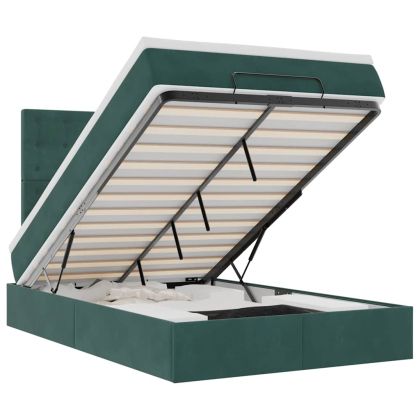 Османска легло с матраци, тъмнозелено, 120x190 см, кадифе