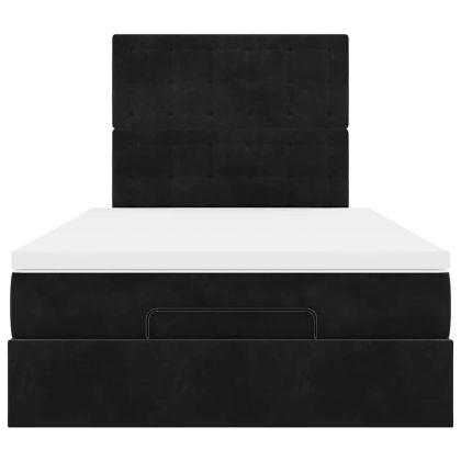 Османска легло с матраци и LED, черно, 120x190 см, кадифе