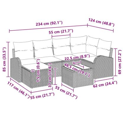 Градински Софа Комплект 7 pcs Бежово полиратан