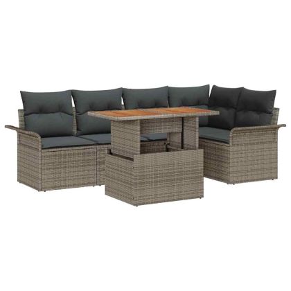 Градински Софа Комплект с възглавница 6 pcs Сив