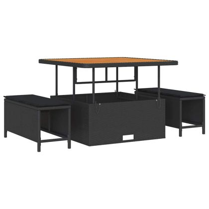 Градински Софа Комплект с възглавница 13 pcs Черно