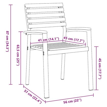 Градински стол 4 pcs Кафяво 56 х 57 х 87 см