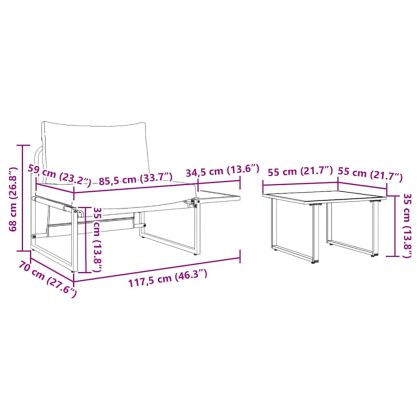 Градински Софа Комплект 2 pcs Таупе Стомана