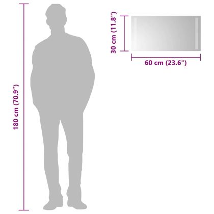 LED огледало за баня, 60x30 см