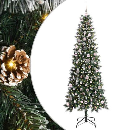 С изкуствено коледно дърво с 300 LED светодиода Зелен 240 cm