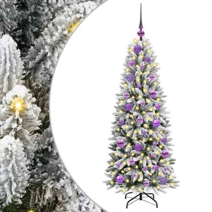 С изкуствено коледно дърво с 150 LED светодиода Бяло 120 cm