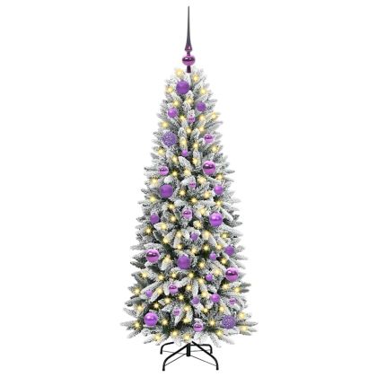 С изкуствено коледно дърво с 150 LED светодиода Бяло 120 cm