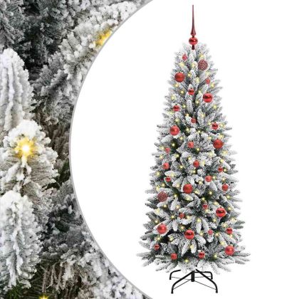 С изкуствено коледно дърво с 150 LED светодиода Бяло 150 cm