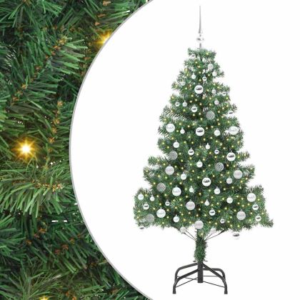 Коледно дърво с 300 LED светодиода с поставка Зелен 180 cm ПВЦ