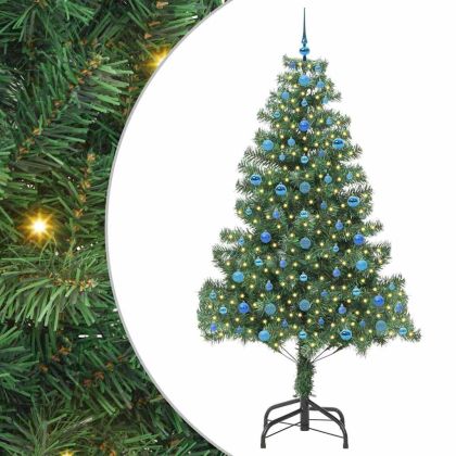 Коледно дърво с 300 LED светодиода с поставка Зелен 210 cm ПВЦ