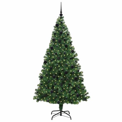 С изкуствено коледно дърво с 300 LED светодиода Зелен 210 cm