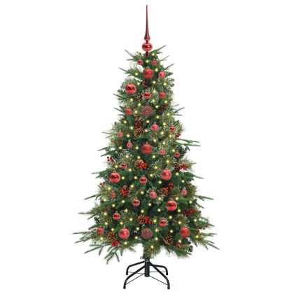 Изкуствено коледно дърво с хингед Зелен 120 cm PE и PVC