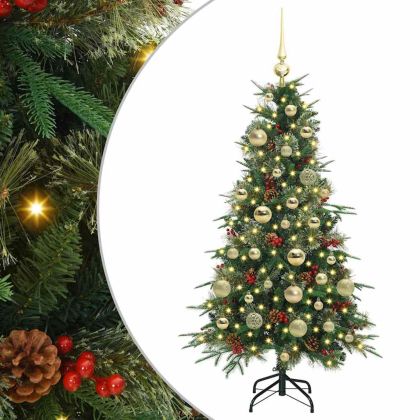 Изкуствено коледно дърво с хингед Зелен 120 cm PE и PVC