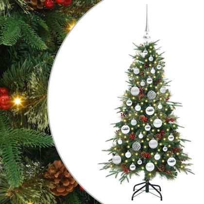 Изкуствено коледно дърво с хингед Зелен 120 cm PE и PVC