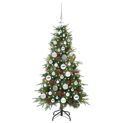 Изкуствено коледно дърво с хингед Зелен 120 cm PE и PVC