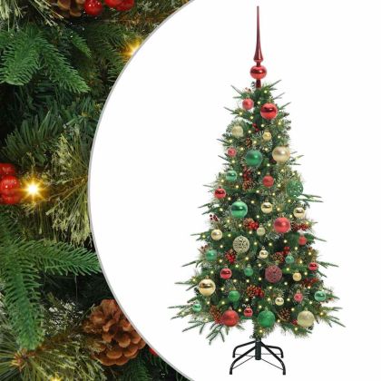 Изкуствено коледно дърво с хингед Зелен 120 cm PE и PVC