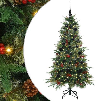 Изкуствено коледно дърво с хингед Зелен 150 cm PE и PVC