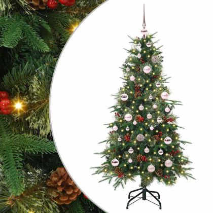 Изкуствено коледно дърво с хингед Зелен 150 cm PE и PVC