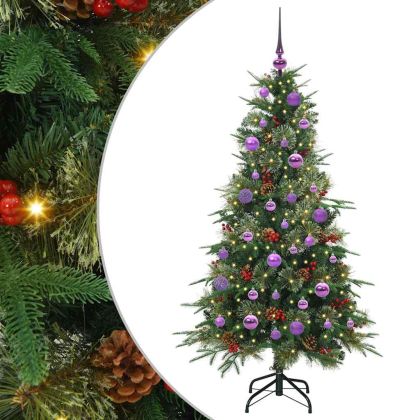 Изкуствено коледно дърво с хингед Зелен 150 cm PE и PVC