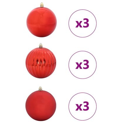 Комплект Коледни Играчки XL 9 бр. Червено Ø 15 см Пластмаса