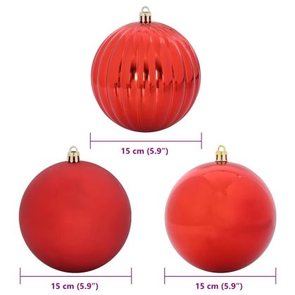Комплект Коледни Играчки XL 9 бр. Червено Ø 15 см Пластмаса