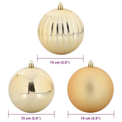 Комплект коледни топки XL 9 pcs Златист Пластмаса