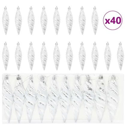 Коледна спирална топка 40 pcs Сребрист Пластмаса
