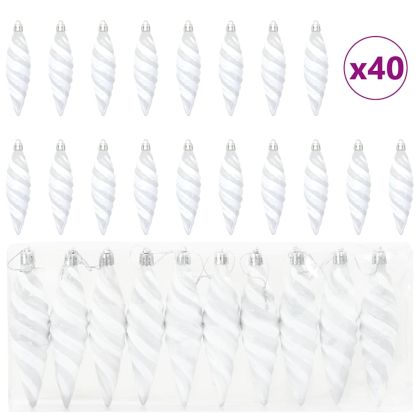Коледна спирална топка 40 pcs Бяло Пластмаса