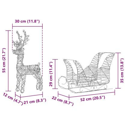 Дядо Коледа, който дърпа шейна Топло бяло 30 x 12 x 55 см PET
