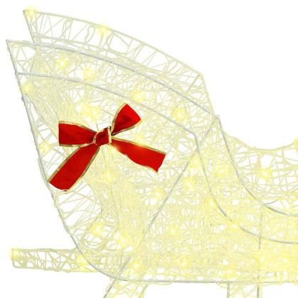 Дядо Коледа, който дърпа шейна Топло бяло 70 х 26 х 130 см