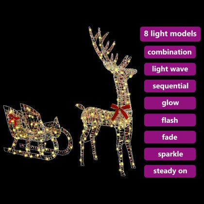 Дядо Коледа, който дърпа шейна Топло бяло 70 x 26 x 129 см PET