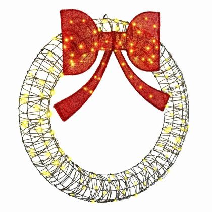 Венец с 150 LED светодиода Топло бяло 121 x 121 x 10 см Ратан