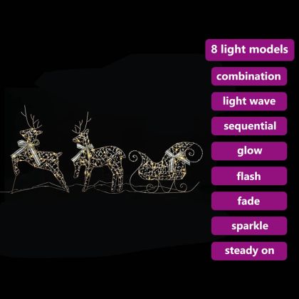 LED елени с 60 LED светодиода 3 pcs Топло бяло PET