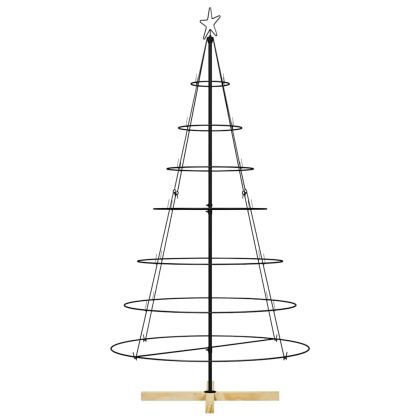 Коледно дърво с конус с поставка Черно 180,5 cm Стомана
