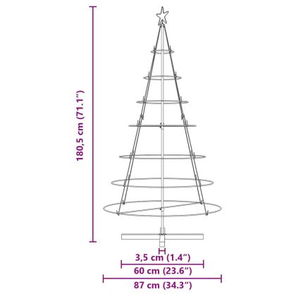 Коледно дърво с конус с поставка Черно 180,5 cm Стомана