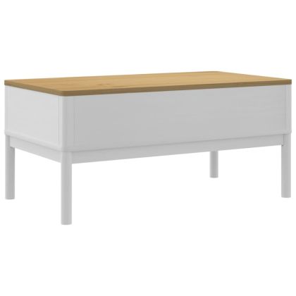 Кафе маса FLORO, бяла, 99x55,5x45 см, борово дърво масив