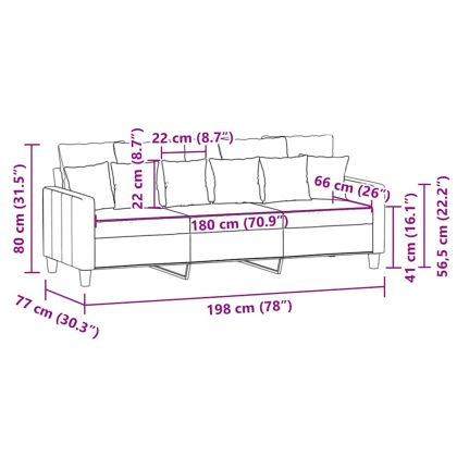 3-местен диван, таупе, 180 см, плат