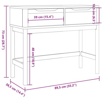 Конзолна маса FLORO бяла 89,5x36,5x73 см бор масив