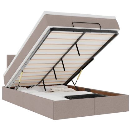 Османска легло с матрак, таупе, 120x200 см, плат